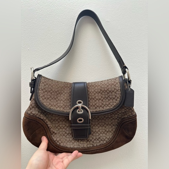 Coach Handbags - vintage large coach soho brown suede